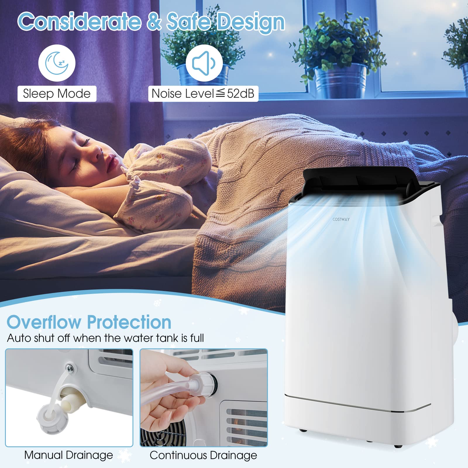 Costway 15000 Btu Portable Air Conditioner, With Heat, Auto Swing 4 In 1 Ac Unit For Rooms Up To 800 Sq.Ft, With Built In Dehumidifier, 24H Timer, Remote Control/App Control & Window Kit